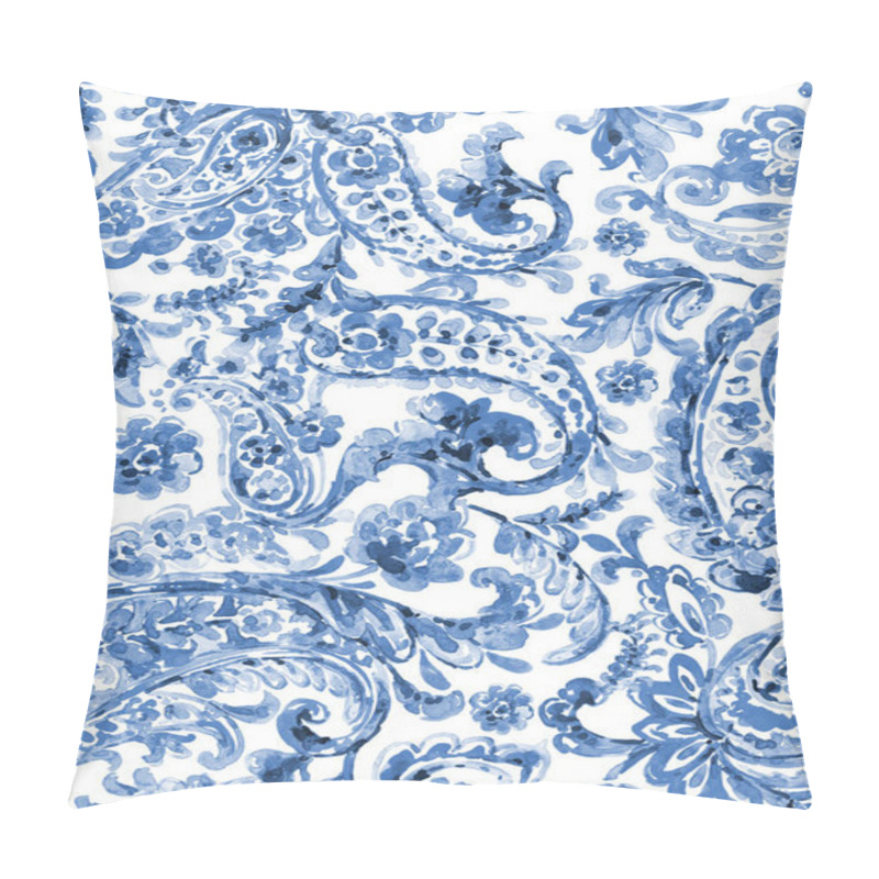 Personality  Seamless Hand Painted Watercolour  Monochromatic Paisley Pattern Pillow Covers