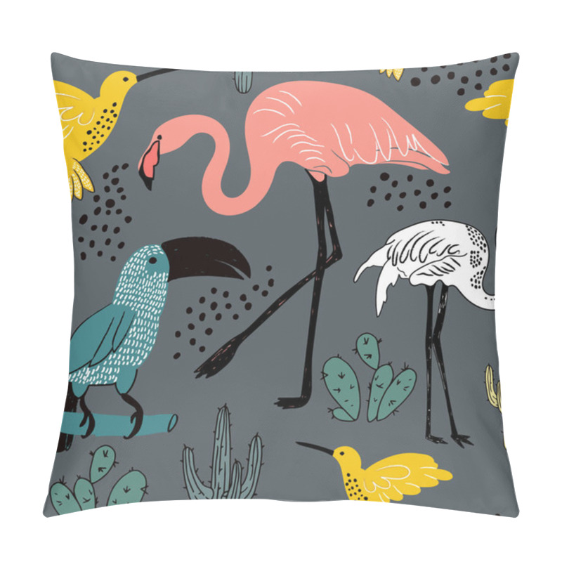 Personality  Abstract Hand Painted Seamless Animal Background. Birds Pattern. Pillow Covers