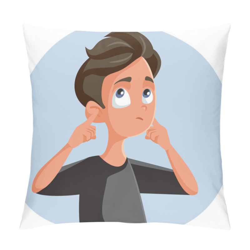 Personality  Indifferent Teen Boy Covering His Ears Pillow Covers