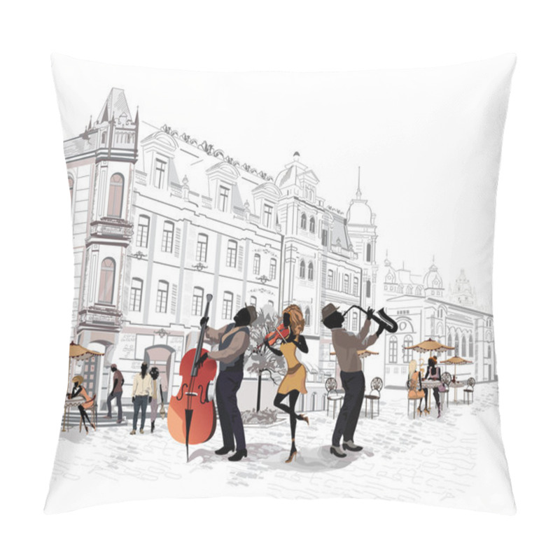 Personality  Series Of The Streets With People In The Old City, Musicians Pillow Covers