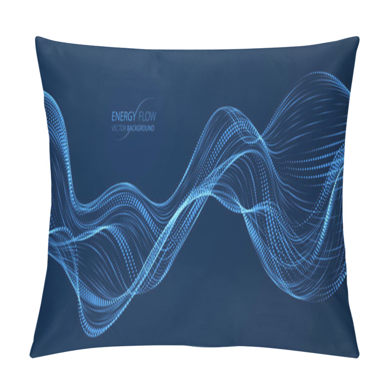 Personality  Sound Wave Over Dark, Particles Flow, Effect In Motion. Dynamic  Pillow Covers