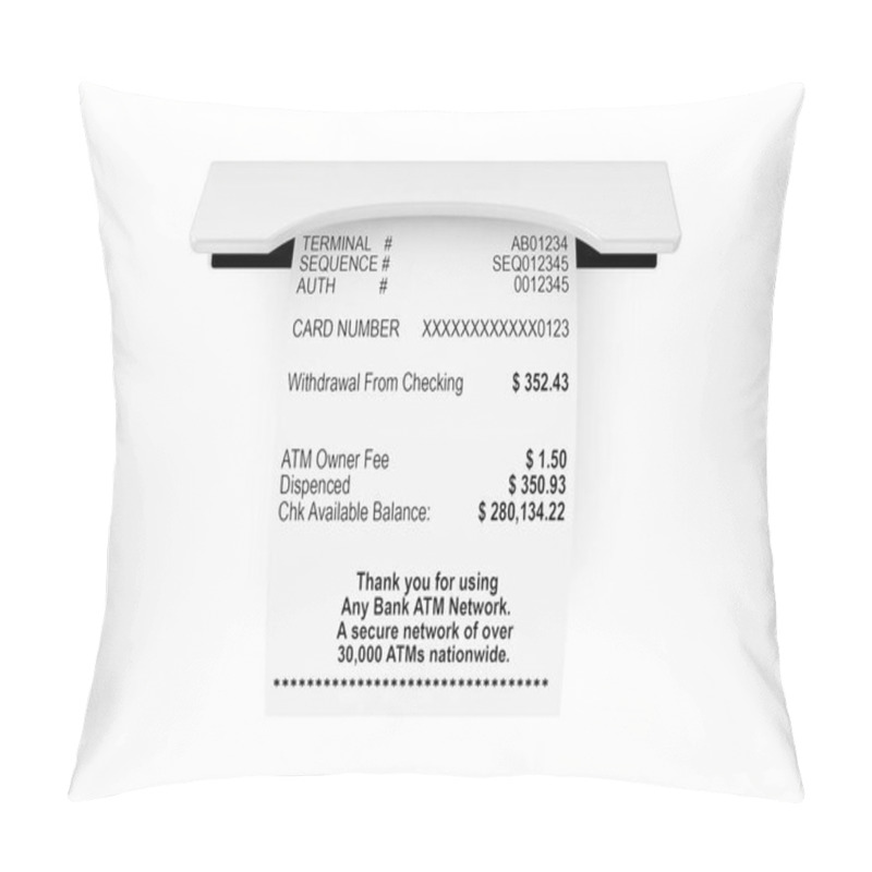 Personality  Printed Abstract Shopping Paper Bill Receipt ATM Mockup On A White Background. 3d Rendering  Pillow Covers