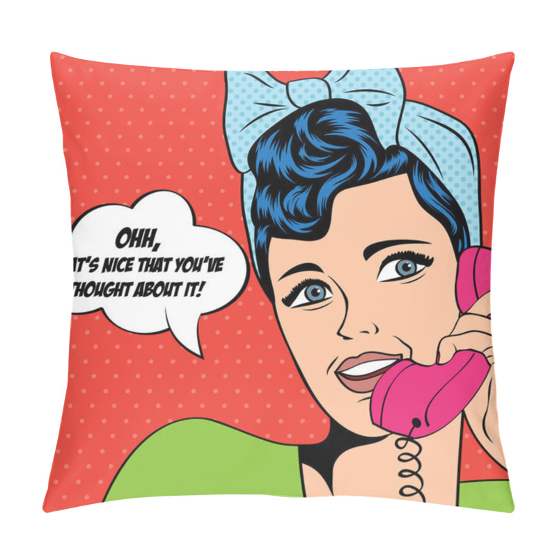 Personality  Woman Chatting On The Phone, Pop Art Illustration Pillow Covers