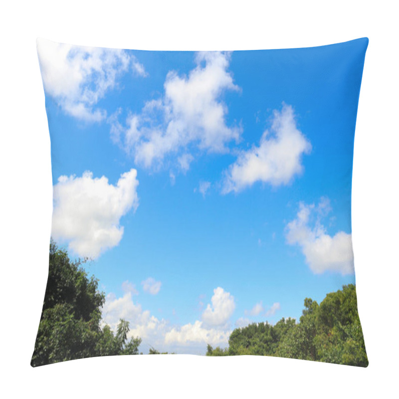 Personality  Green Evergreen Vines. Against The Backdrop Of Blue Sky With White Clouds. Pillow Covers