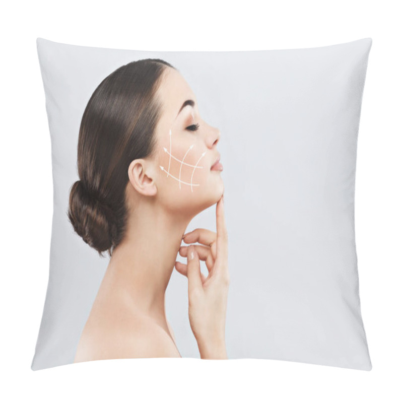 Personality  Young Female With Clean Fresh Skin Pillow Covers