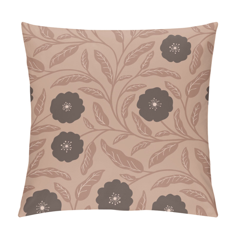 Personality  Bold Botanical Blooms On Mocha Mousse Pattern Pillow Covers