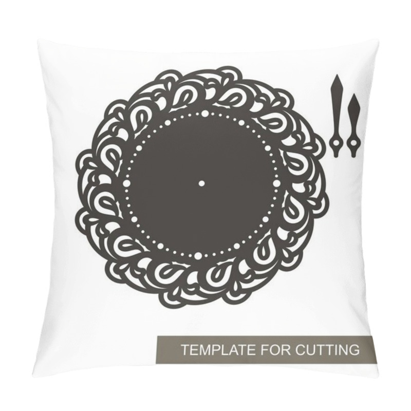 Personality  Openwork Dial With Arrows On White Background. Template For Laser Cutting, Wood Carving, Paper Cut And Printing. Vector Illustration. Pillow Covers