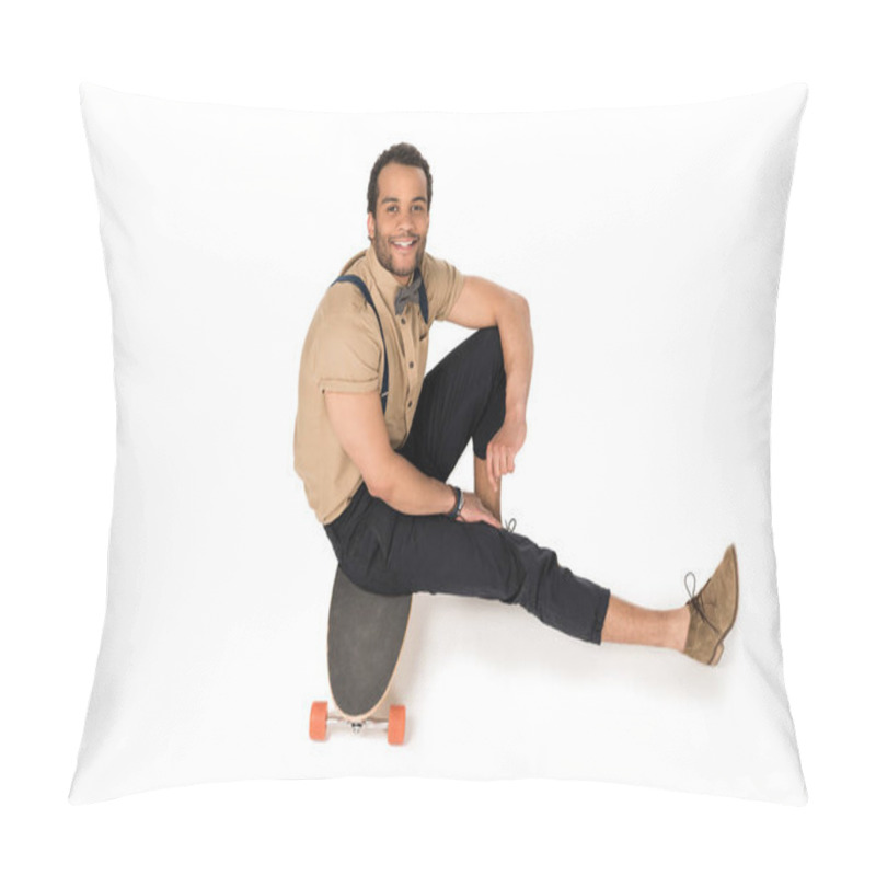 Personality  Stylish Young Man With Skateboard  Pillow Covers