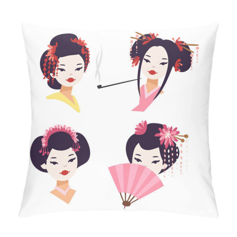 Personality  Vector Japanese Geisha Girl Pillow Covers