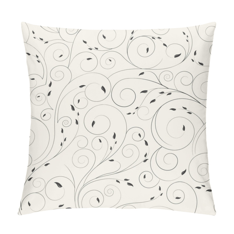 Personality  Elegant Repetitive Thin Curly With Leaf. Seamless Pattern With Decorative Floral. Monochrome Vector Background. Pillow Covers