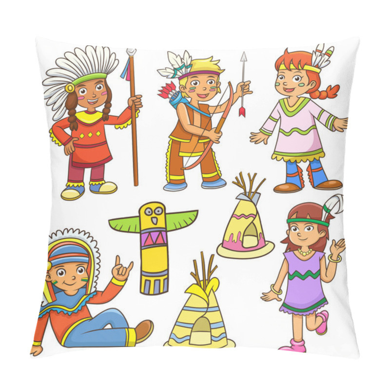 Personality  Illustration Of Red Indian Cartoon. Pillow Covers