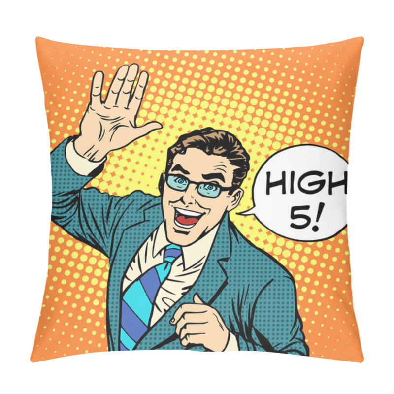 Personality  High Five Joyful Businessman Pillow Covers