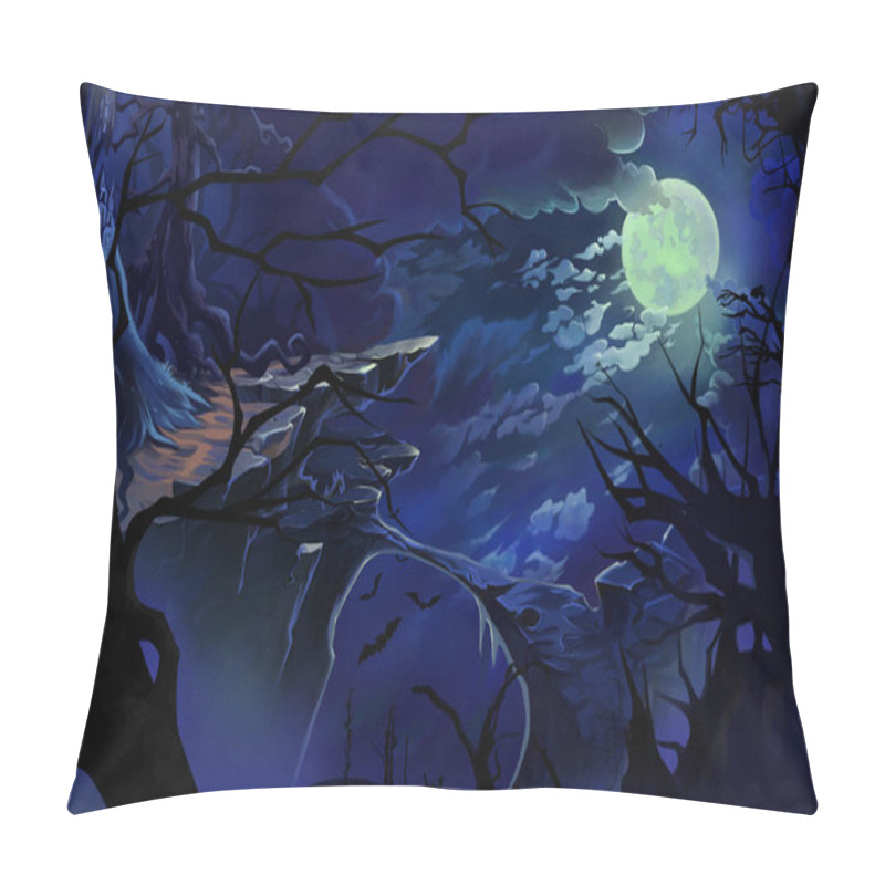 Personality  Moon Night. Video Games Digital CG Artwork, Concept Illustration, Realistic Cartoon Style Background Pillow Covers