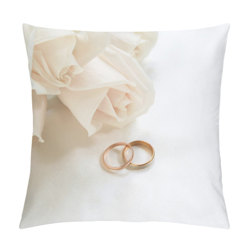 Personality  Wedding Rings And Roses As Background Pillow Covers