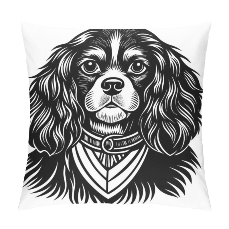 Personality  Detailed Black And White Dog Vector For Design Projects Pillow Covers