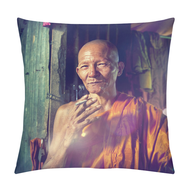 Personality  Smoking Monk At Monastry Pillow Covers