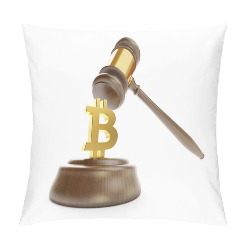 Personality  Law Bitcoin  On A White Background 3D Illustration, 3D Rendering Pillow Covers