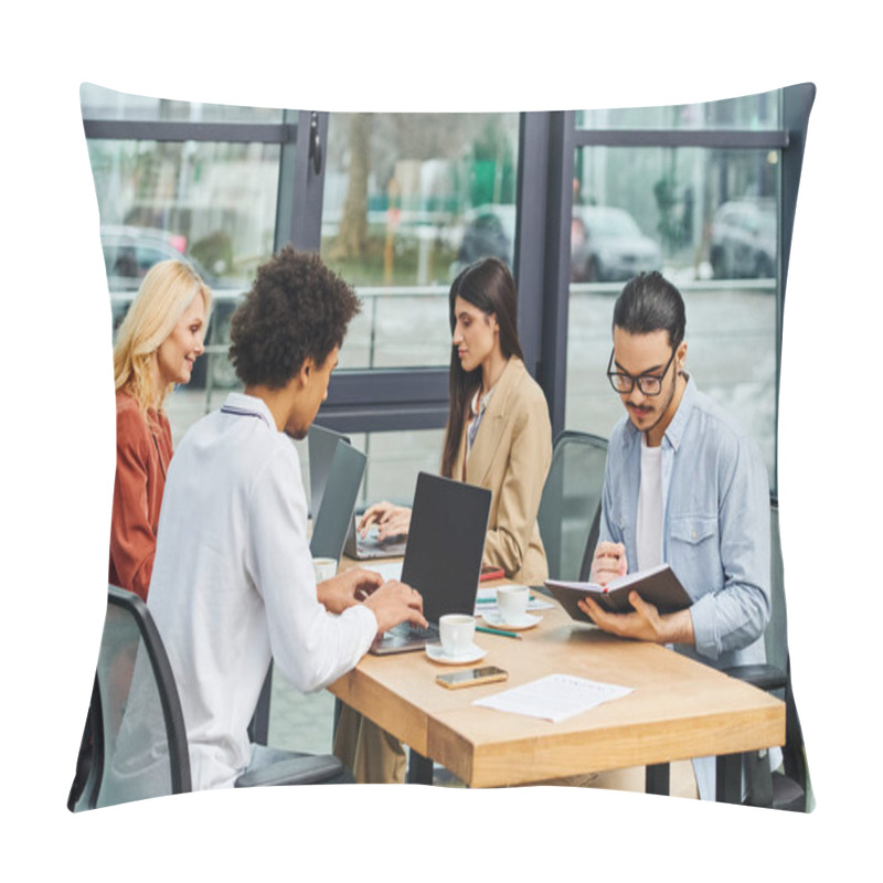 Personality  Job Seekers Participating In A Structured Interview At An Office Table. Pillow Covers