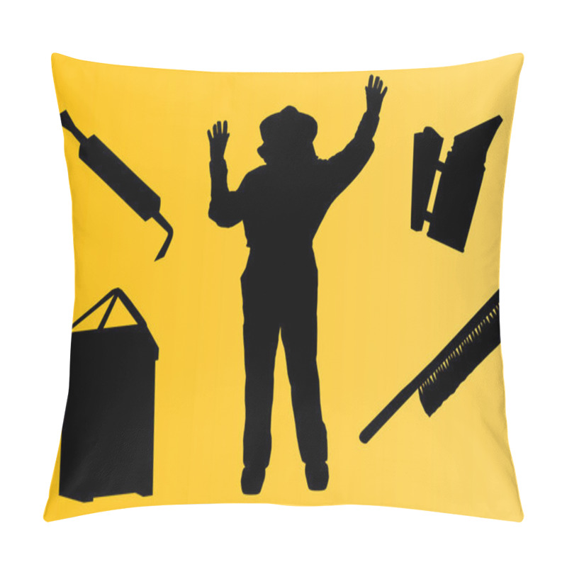 Personality  Beekeeper Working Equipment Vector Background Set Pillow Covers