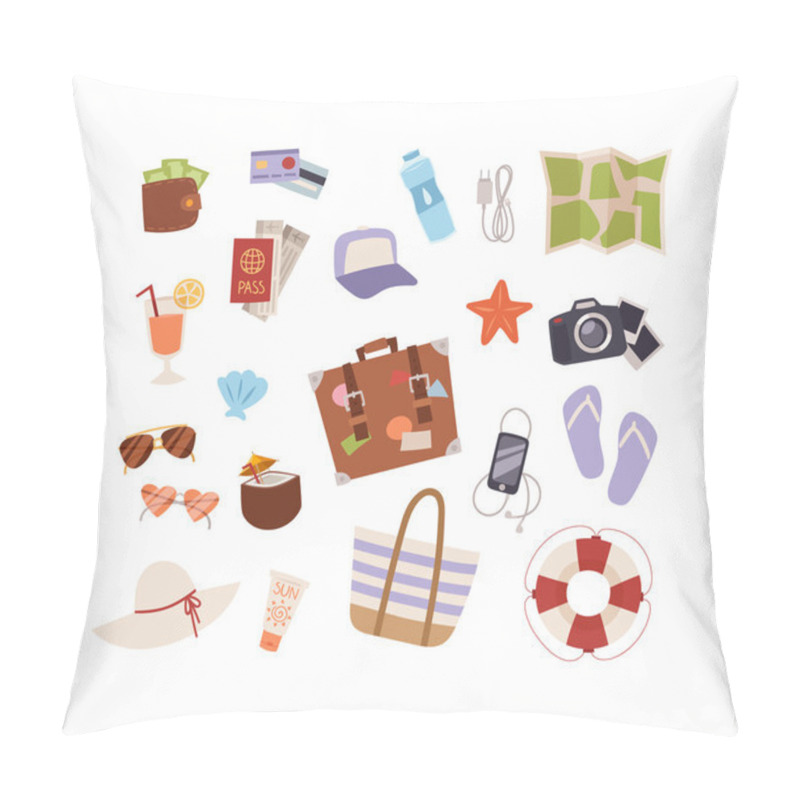 Personality  Summer Symbols Vector Icons. Pillow Covers