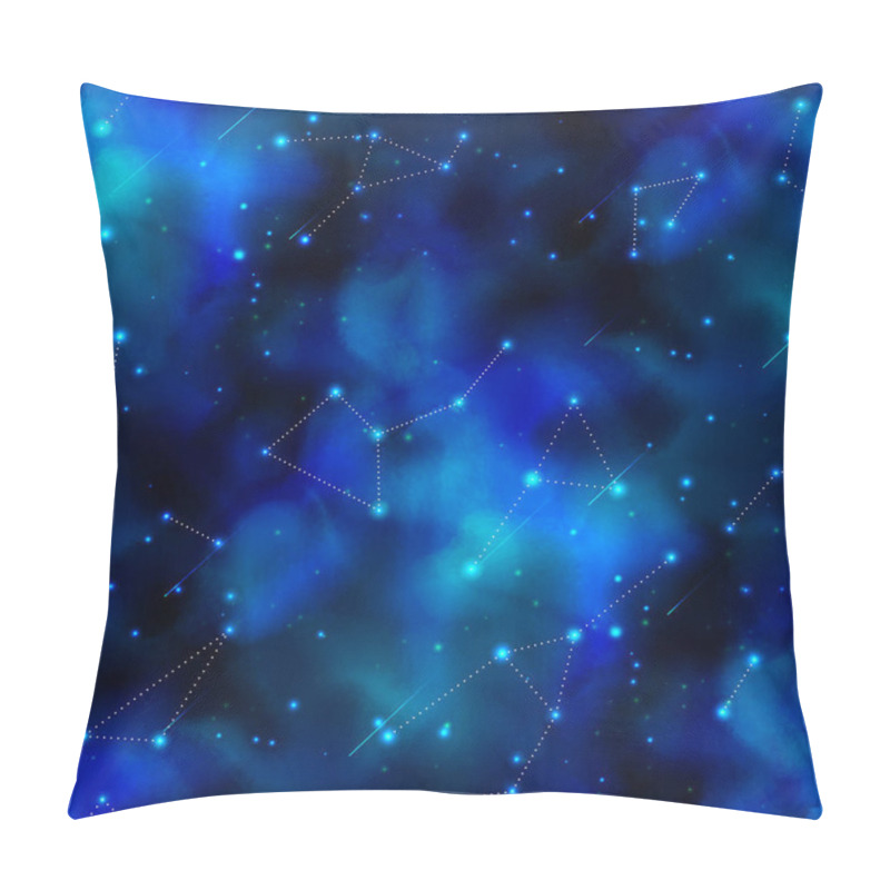 Personality  Endless Texture Of Cosmic Universe. Night Sky With Constellations, Nebulas, Comets, Stars, Planets Etc. Decorative Design For Prints, Fabrics, Wallpapers Etc. Seamless Pattern. Vector Illustration Pillow Covers