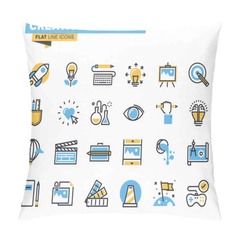 Personality  Trendy Flat Line Icon Pack For Designers And Developers Pillow Covers