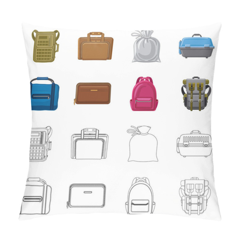 Personality  Isolated Object Of Suitcase And Baggage Sign. Set Of Suitcase And Journey Stock Symbol For Web. Pillow Covers