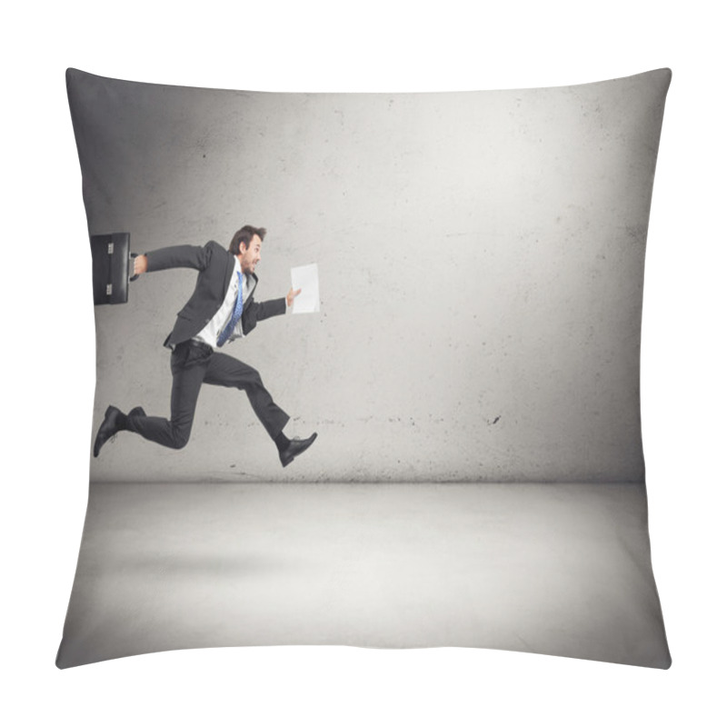 Personality  Businessman Running With A Briefcase Pillow Covers