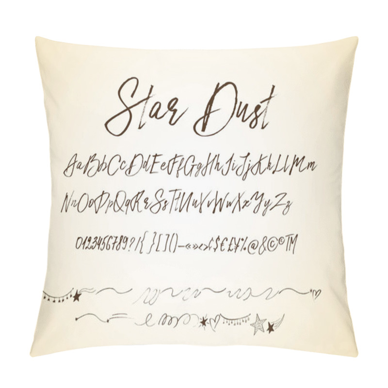 Personality  Star Dust. Handdrawn Vector Font. Pillow Covers