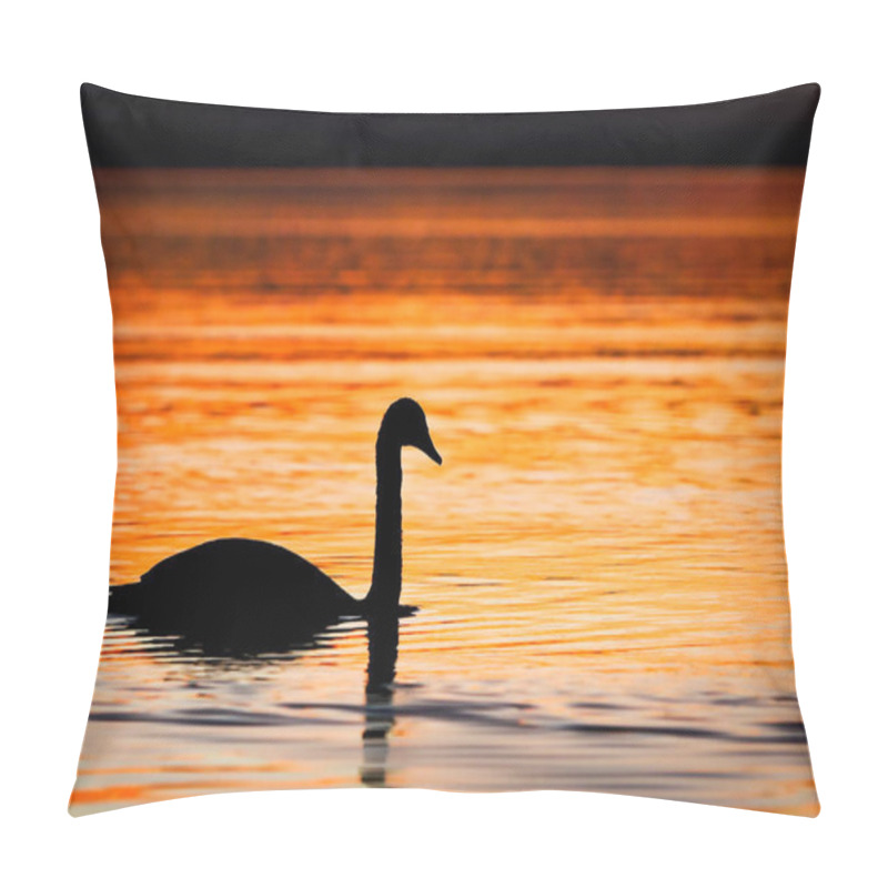 Personality  Scenic View Of Majestic Swan At Nature Pillow Covers