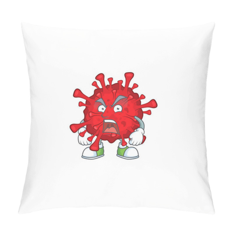 Personality  Dangerous Coronaviruses Mascot Design Concept Showing Angry Face Pillow Covers