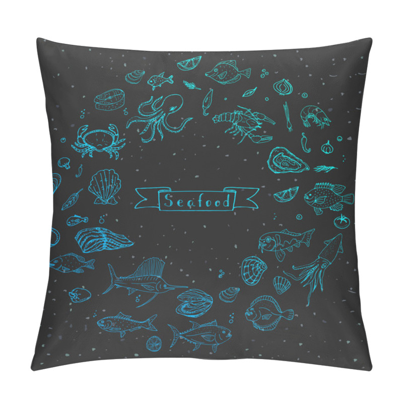 Personality  Seafood Icons Set Pillow Covers