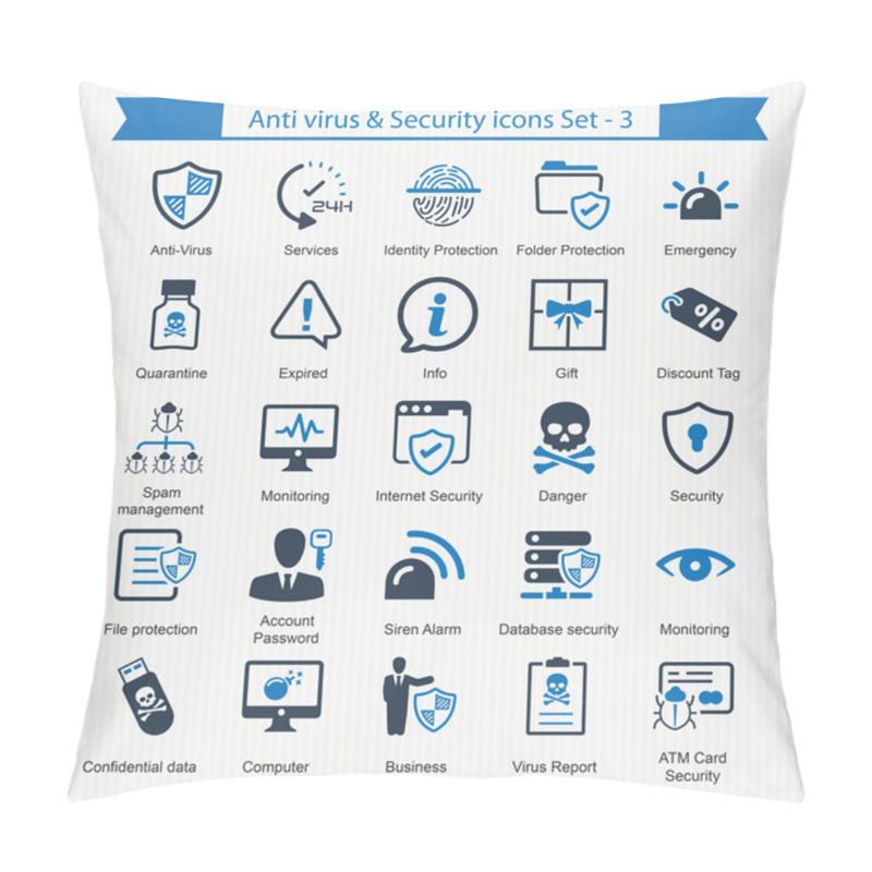 Personality  Anti Virus & Security Icons - Set 3 Pillow Covers