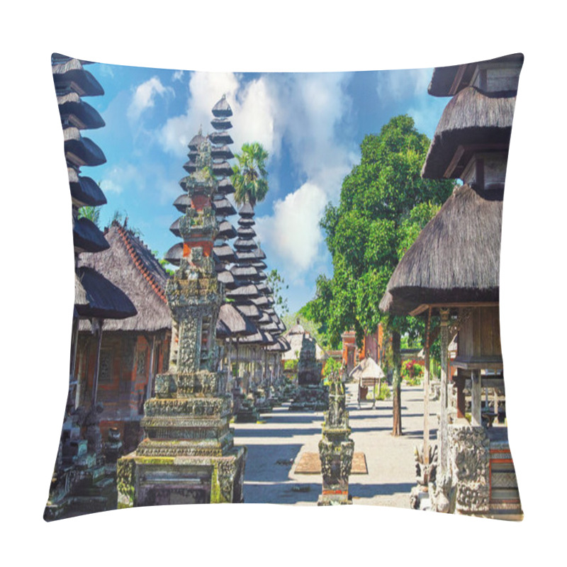 Personality  Pura Taman Ayun Temple, Bali - Beautiful Holy Hindu Temple Square With Traditional Meru Towers, Multiple Thatched Roofs , Blue Summer Sky, Green Trees Pillow Covers