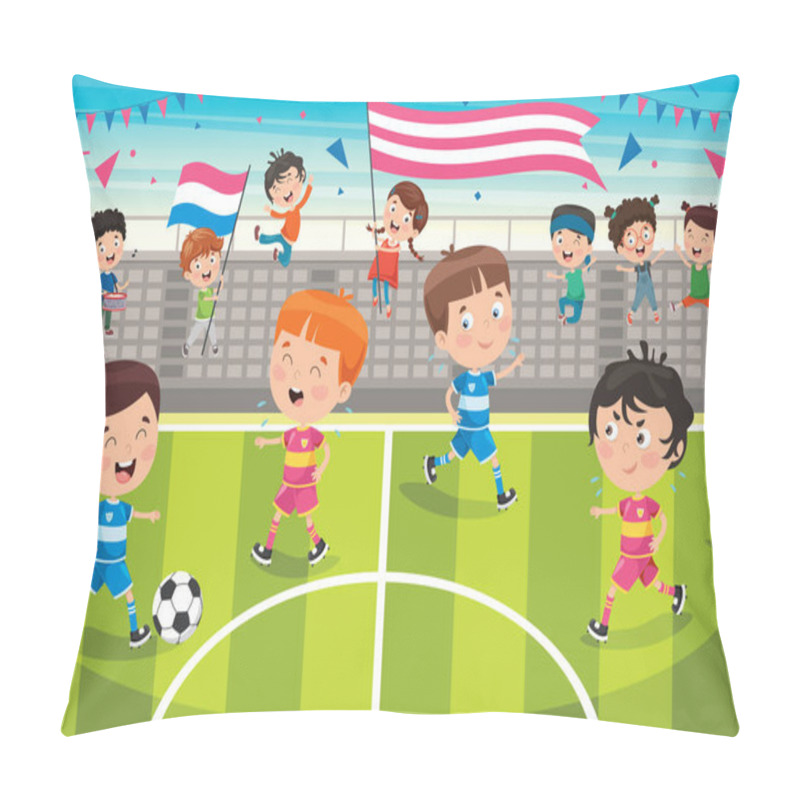 Personality  Little Children Playing Football Outside Pillow Covers