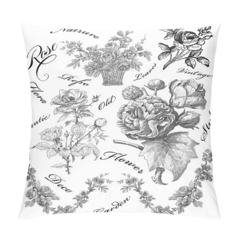 Personality  Old Roses Illustration Pillow Covers