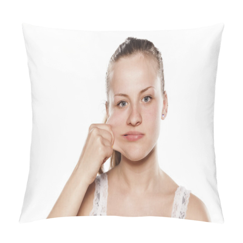 Personality  Blonde Pulling Out Her Cheeks Pillow Covers