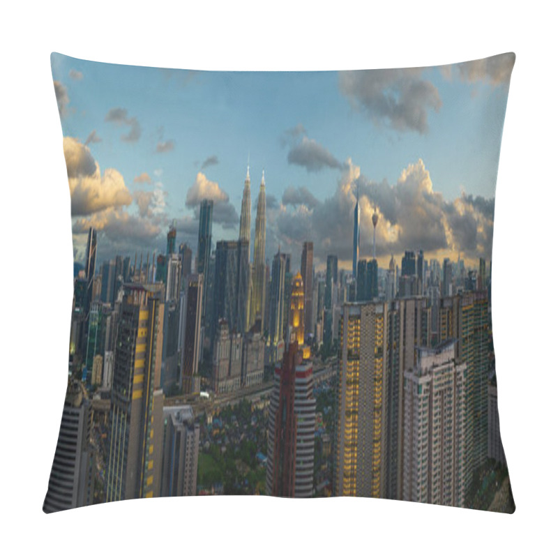 Personality  Panorama Aerial Evening View Of Beautiful Kuala Lumpur City Skyline. Malaysia Pillow Covers