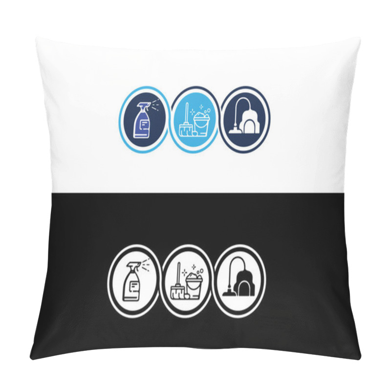 Personality  House Cleaning Logo Or Icon Design Vector Image Template Pillow Covers