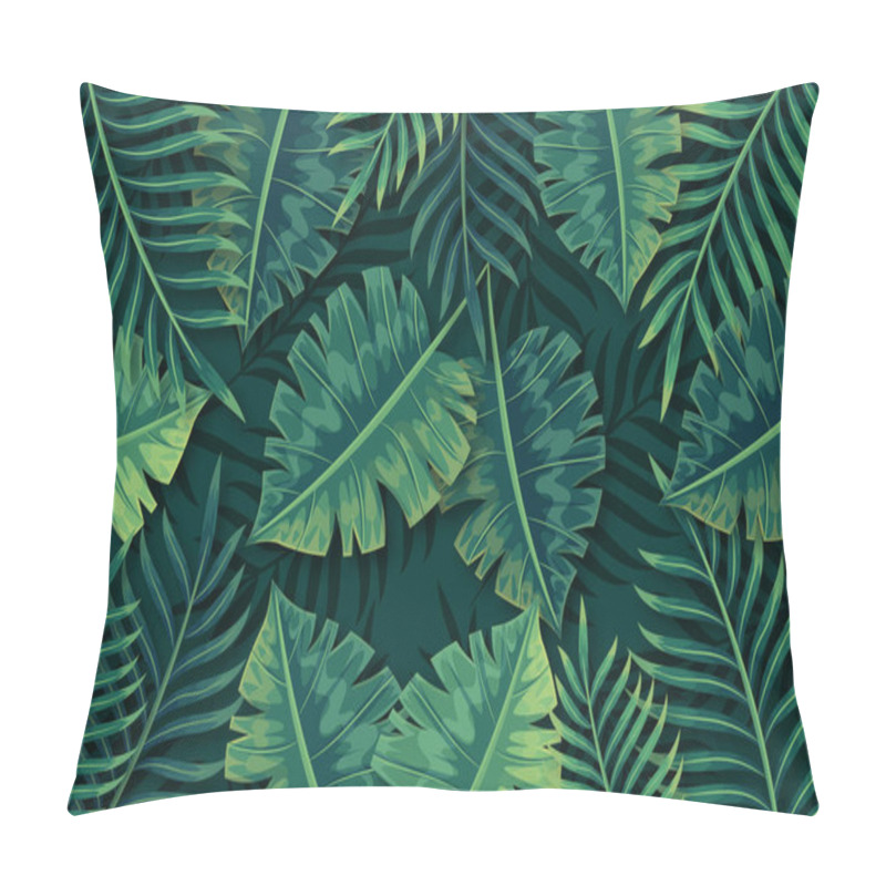 Personality  Tropical Green Leaves Background Vector Design Illustration Pillow Covers