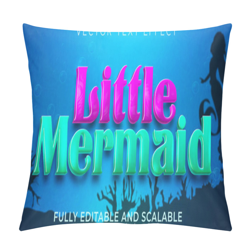 Personality  Mermaid Sea Text Effect, Editable Ocean And Fish Text Style Pillow Covers