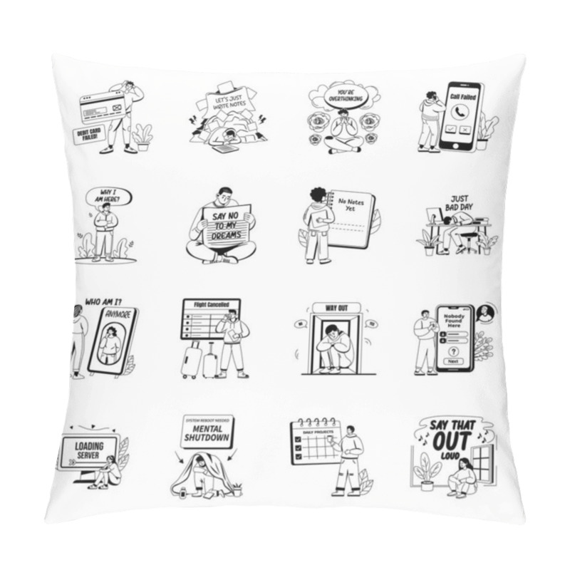 Personality  Empty Feeling Characters Glyph Illustration Pack  Pillow Covers