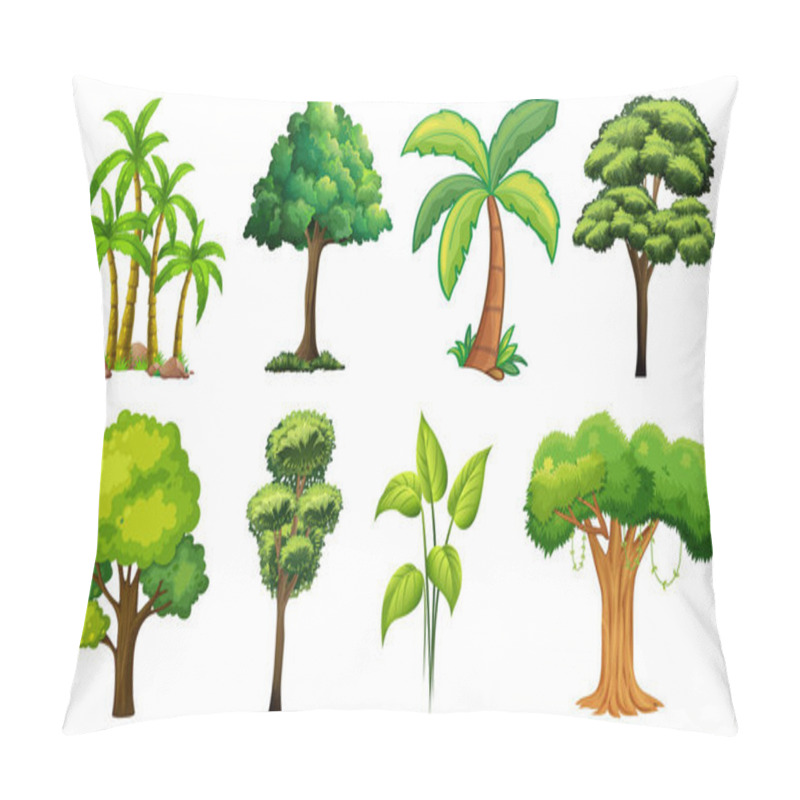 Personality  Set Of Variety Plants And Trees Illustration Pillow Covers