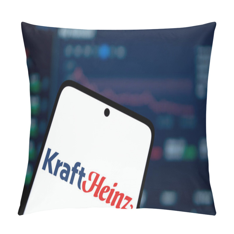 Personality  Dhaka, Bangladesh- 5 Dec 2024: Kraft Heinz Logo Is Displayed On Smartphone. Kraft Heinz Is An American Multinational Food Company. Pillow Covers