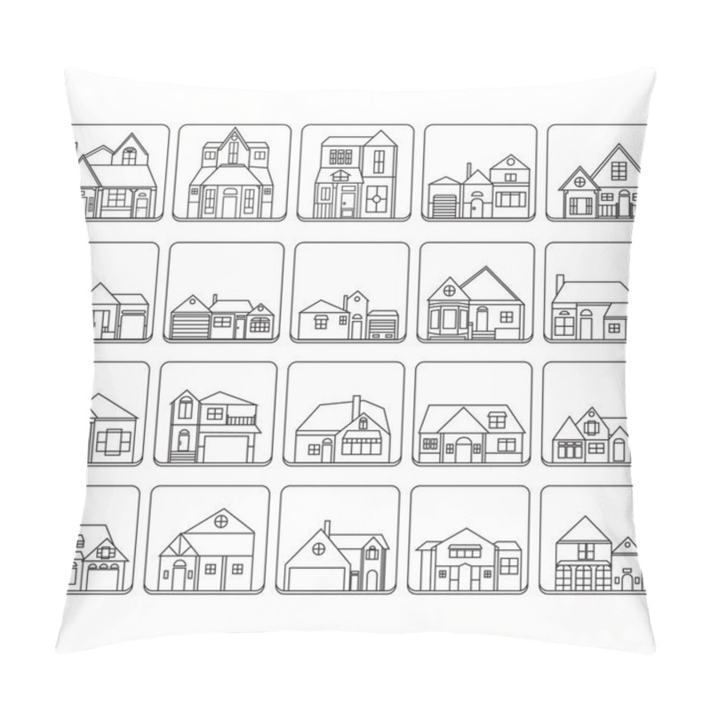 Personality  Set Of House Icons Pillow Covers