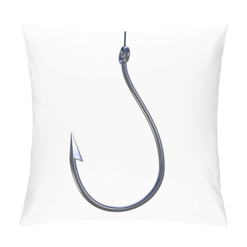 Personality  Single Fish Hook Isolated On White Background Pillow Covers