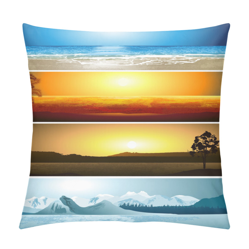 Personality  A Series Of Illustrations Of 4 Geographical Locations Pillow Covers