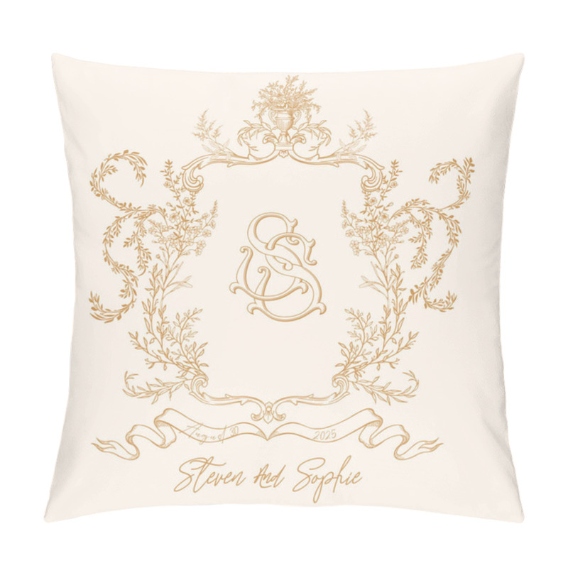 Personality  Beautiful Elegant Wedding Monogram Featuring The Initials S And S Surrounded By Intricate Floral Motifs. Pillow Covers