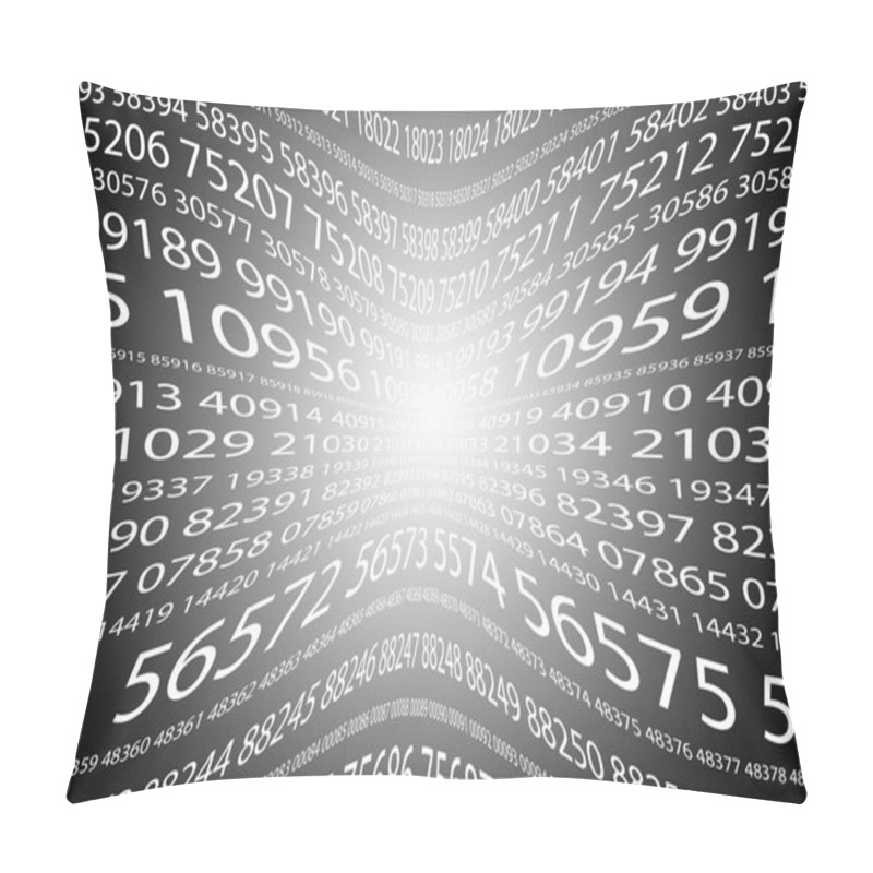 Personality  Abstract Background Image Of A Set Of Distorted Five-digit White Numbers Of Different Sizes On A Black Background. The Concept Of Brute Force For Cracking Passwords Pillow Covers