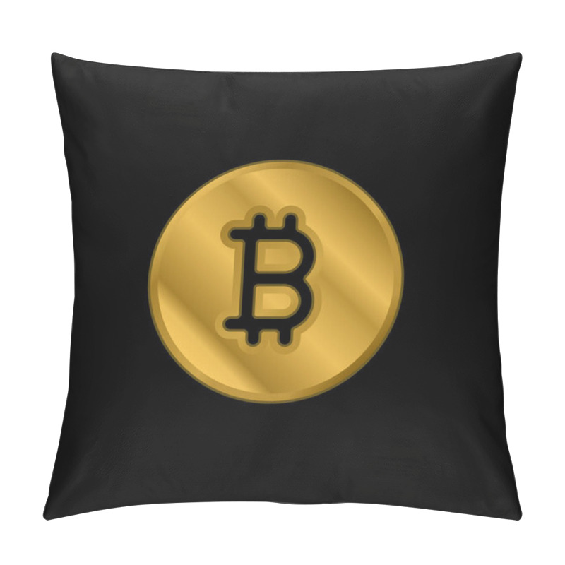 Personality  Bitcoin Gold Plated Metalic Icon Or Logo Vector Pillow Covers